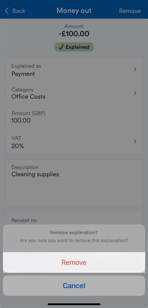 Edit or remove a bank transaction explanation on mobile – FreeAgent