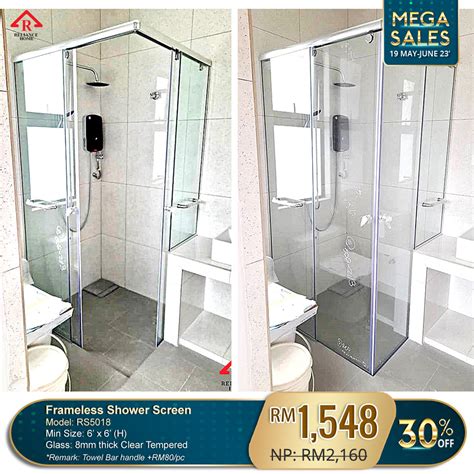 Rs Pl Frameless Shower Screen Mm Clear Glass Reliance Home