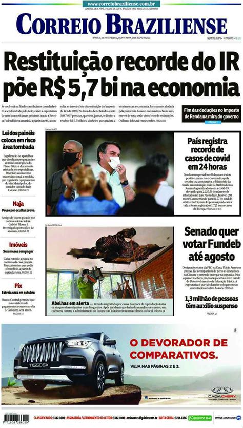 Confira A Capa Do Jornal Correio Braziliense Do Dia 23 07 2020