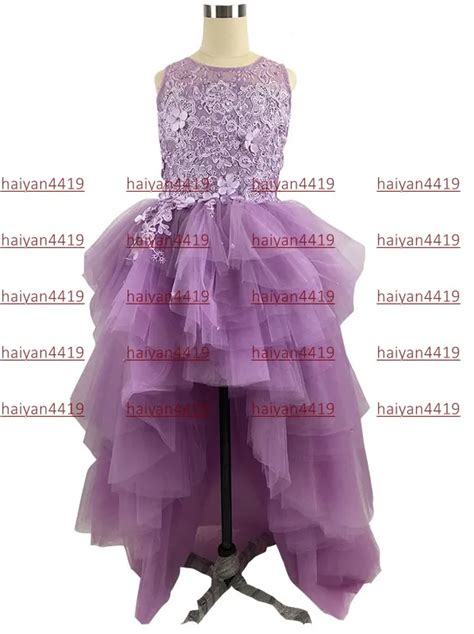 2018 Cheap Lilac Flower Girls Dresses For Weddings Princess Tulle High