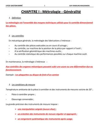 Cours La Metrologie Pdf T L Chargement Gratuit