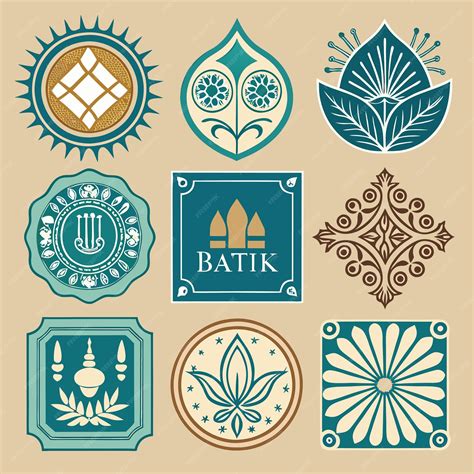 HandDrawn Batik Logos Beautiful Traditional Art Set | Premium AI ...
