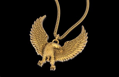 gold eagle pendant sterling silver eagle necklace  etsy