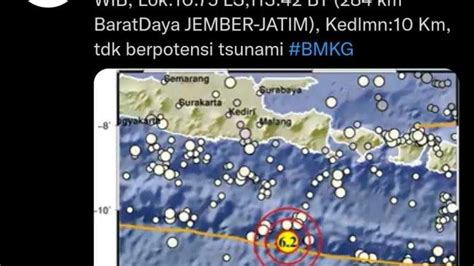 Warga Jember Rasakan Gempa Bumi Berkekuatan 62 Sr Di Barat Daya Jember