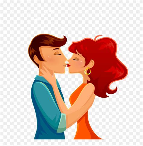 Kiss Cartoon Romance Illustration - Cartoon Couple Kiss Png - Free ...