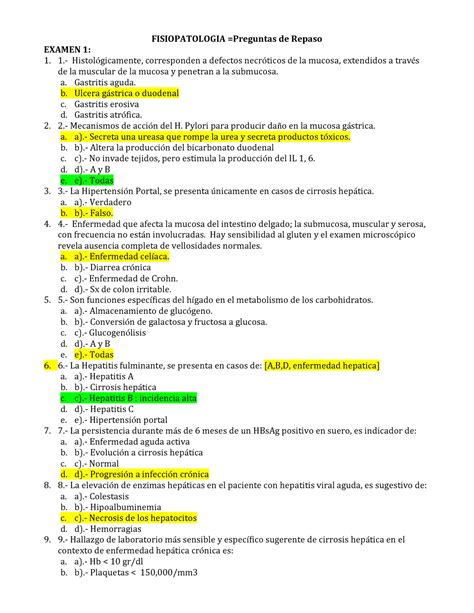 Examen 6 Mayo 2018 Preguntas Y Respuestas FISIOPATOLOGIA Preguntas