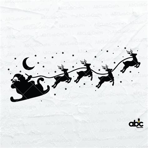 Santa Sleigh Svg File Santa Svg Santa Png Christmas Svg Reindeer ...