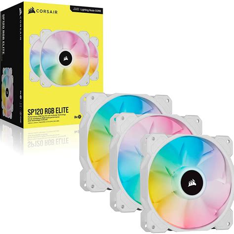 Corsair Icue White Edition Sp120 Rgb Elite Performance 120 Mm Pwm Triple Fan Kit With Node