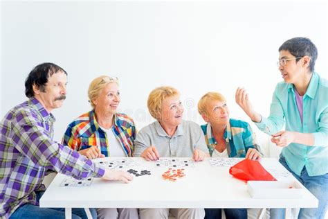 Senior People Playing Board Games Stock Image - Image of female, adults ...