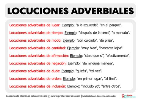 Tipos De Locuciones Adverbiales