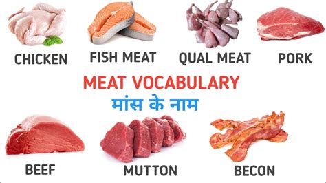 Meat Vocabulary English Meat And Fish Vocabulary Meat Name In