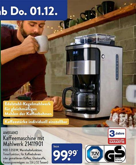 Ambiano Kaffeemaschine Mahlwerk 21411901 Angebot Bei ALDI Nord