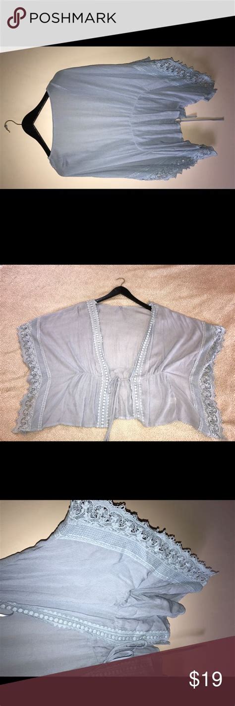 Francescas Light Blue Kimono Lace Detailing Summer Layering Piece