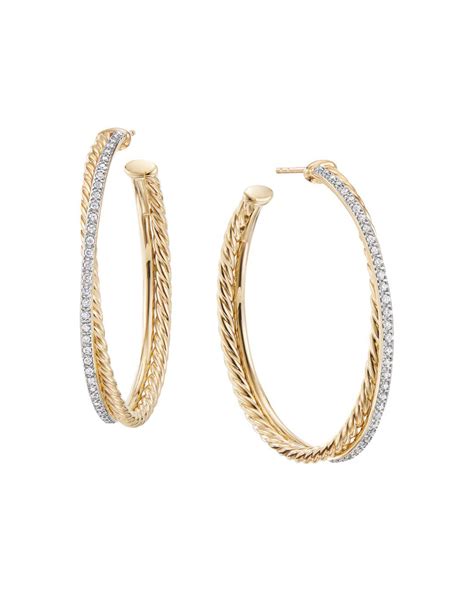 Lyst David Yurman Crossover Extra Large Hoop Earrings In 18k Yellow