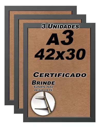 Kit 3 Molduras A3 42x30cm Para Certificados Quadros Diplomas