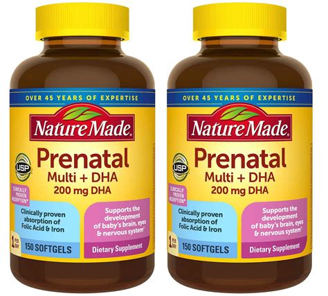 2 Pack Nature Made Prenatal Multi Dha 150 Softgels