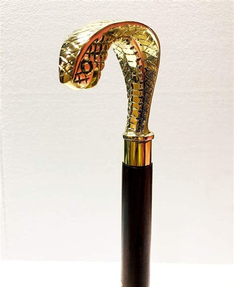 Antique Shiny Brass Snake Look Head Handle Victorian Gem