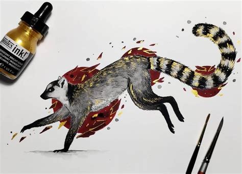 Animals - Mixture of Drawings and Paintings | Lemur art, Animal art ...