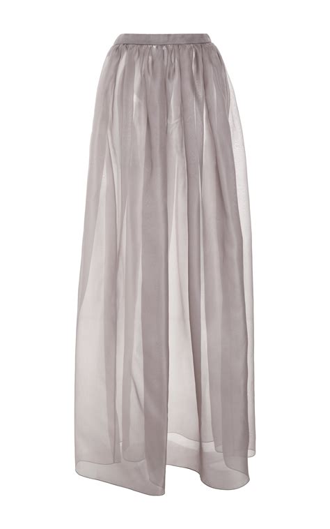 Ruban Grey Silk Maxi Skirt In Gray Lyst