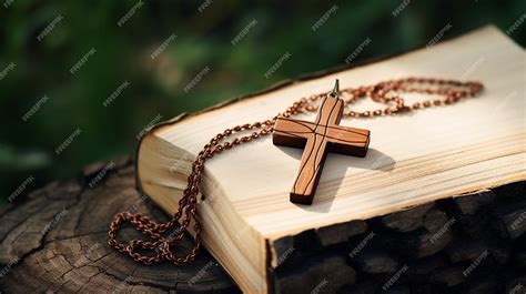 Premium AI Image | cross of bible on a wooden background