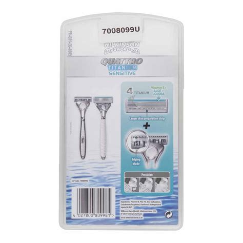 Wilkinson Sword Quattro Titanium Men's Razor and Blades 8 pack | Wilko