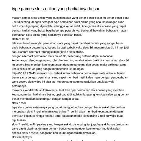 Tipe Games Slots Online Yang Hadiahnya Besarhvwgj Pdf Pdf Docdroid