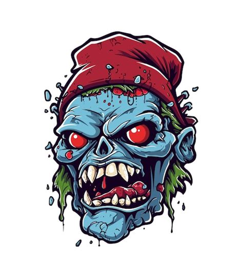 Premium Vector Santa Zombie Hand Drawn Logo Design Illustration