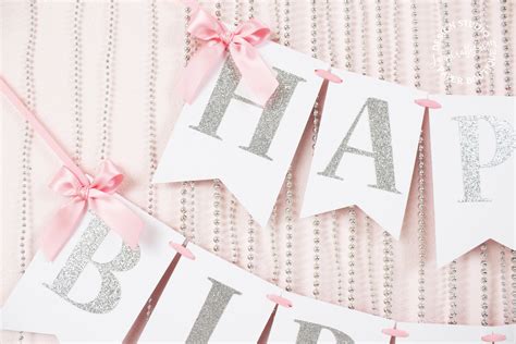 Pink and Silver First Birthday Banner with Bows – JacqsCraftyCorner