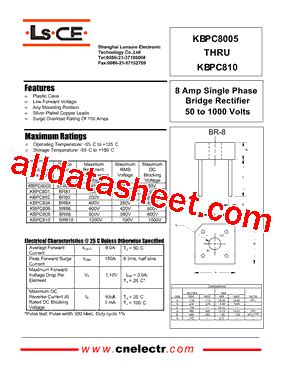 KBPC810 Datasheet PDF Shanghai Lunsure Electronic Tech