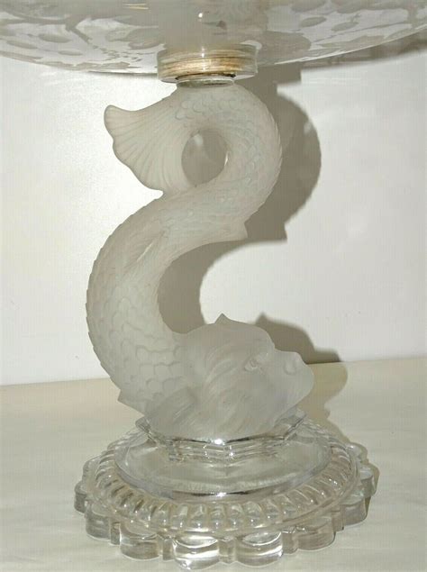 Centre De Table Vase Cristal Baccarat Pied Chimere Dauphin Poisson