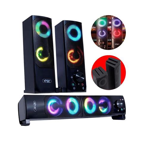 Caixa De Som Gamer Usb P2 Led Rgb Knup Caixinha Potente Soundbar