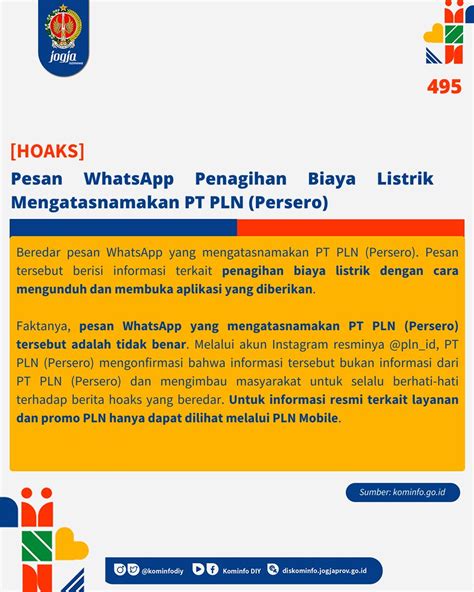 Kominfo DIY On Twitter HOAKS Pesan WhatsApp Penagihan Biaya