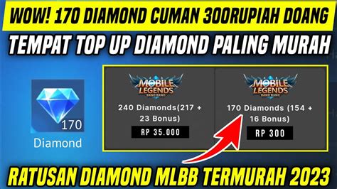 Wow😱 170 Diamond Mlbb Cuman 300rupiah Tempat Top Up Diamond Mobile Legends Paling Termurah