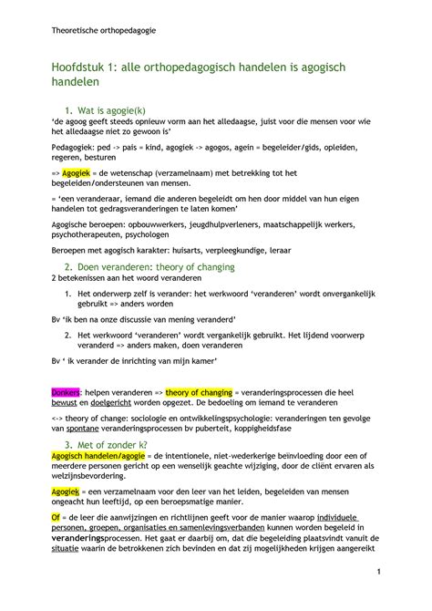 Samenvatting Theoretische Orthopedagogie Hoofdstuk 1 Alle