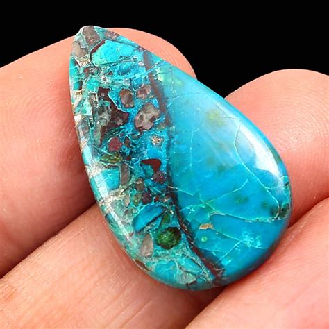 finest quality natural chrysocolla pear shape loose gemstone cabochon