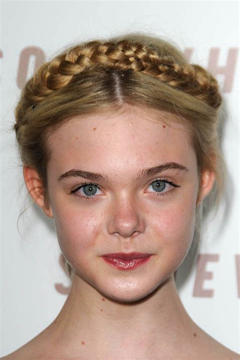 Elle Fanning Straight Honey Blonde Crown Braid Hairstyle Steal Her Style