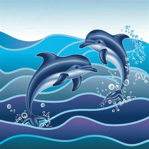 Illustrations Vectorielles Des Dauphins Vecteur Premium