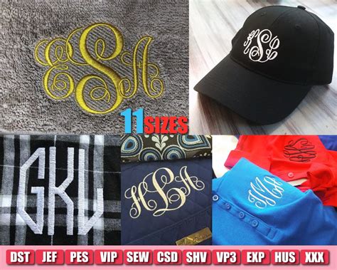 Monogram Embroidery Font Bundle Monogram Embroidery Fonts in - Etsy