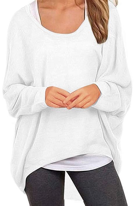 Uget Women S Sweater Casual Oversized Baggy Off Shoulder Shirts Batwing