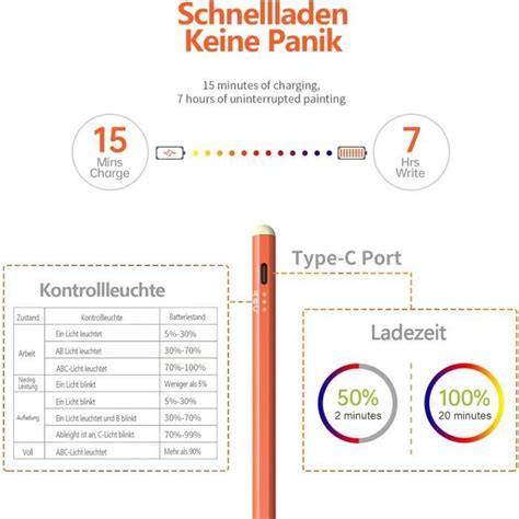 Orange Stylet Compatible Avec Apple Pencil Stylet Pour Ipad