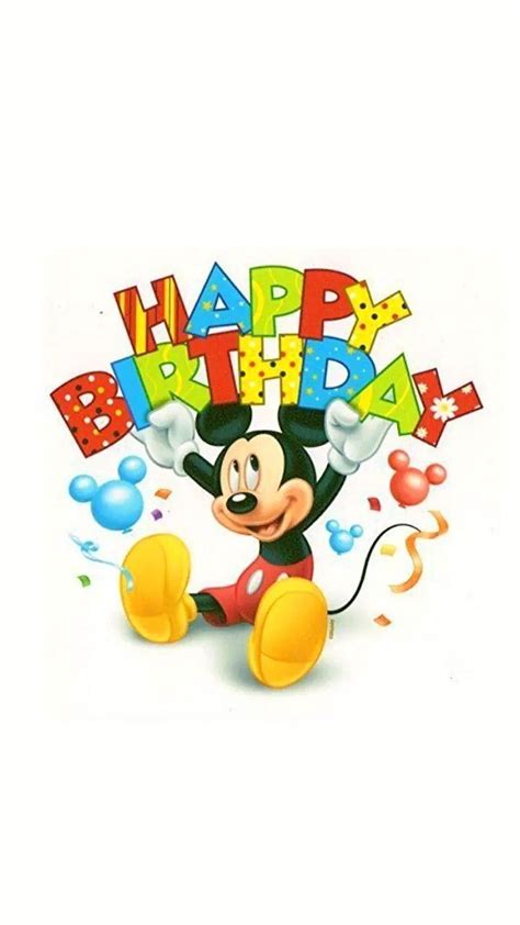 A Mickey Mouse Birthday Card With The Words Happy Birthday