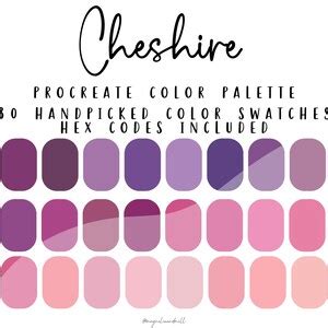 Cheshire Procreate Color Palette HEX Codes Included 30 Handpicked