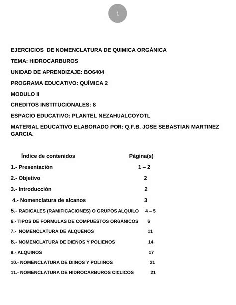 PDF EJERCICIOS DE NOMENCLATURA DE QUIMICA ORGÁNICA TEMA PDFSLIDE NET