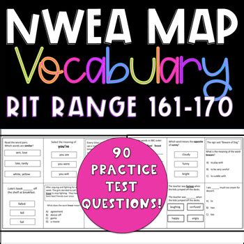 NWEA MAP Test Prep Vocabulary RIT Range 161 170 Practice Questions