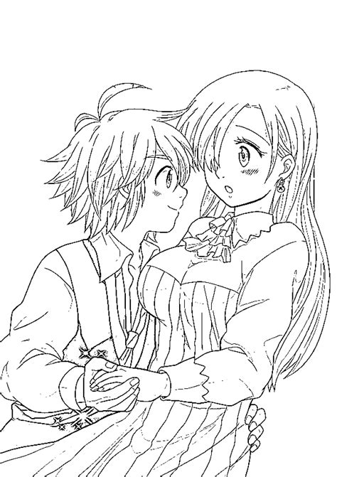 Meliodas Y Elizabeth Nanatsu No Taizai Para Colorear E Imprimir