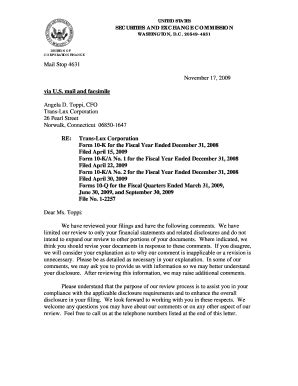 Fillable Online Sec Letter Format For Form 10 K 10 KSB 20 F Review