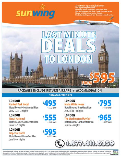 Sunwing Vacations | Last Minute Deals to London | Toronto Departures ...