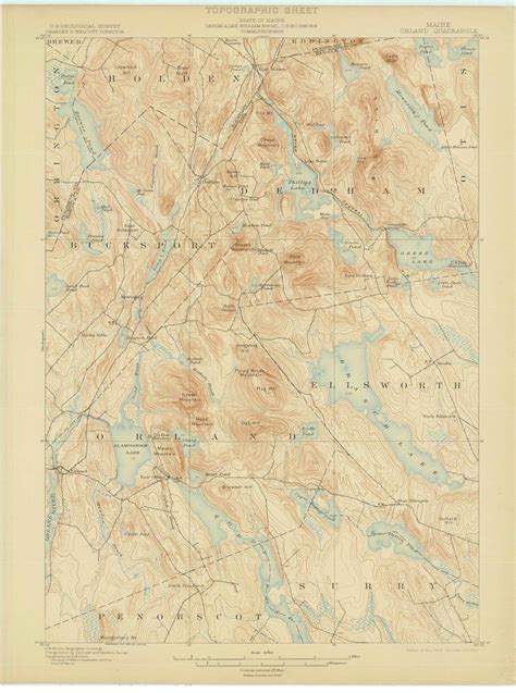 Orland Maine 1900 1902 USGS Old Topo Map Reprint 15x15 ME Quad