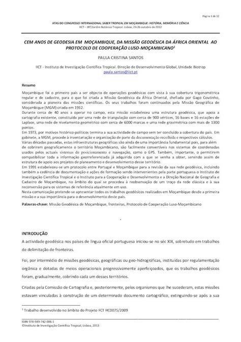 PDF Cem anos de Geodesia em Moçambique da Missão PDF