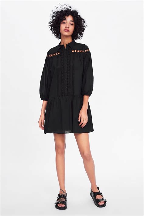 Image Of Contrasting Poplin Dress From Zara Poplin Dress Shirt